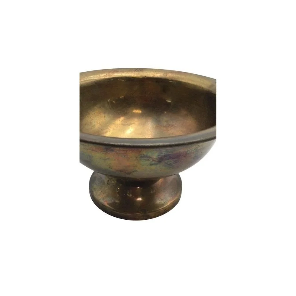 Vintage Brass Pedestal Bowl Decorative Dish Antique Gold Finish‎